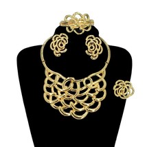 Luxury Ladies Party Ring Gift Earring Bracelet Necklace 18K Gold Plated Italian  - £51.71 GBP