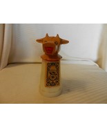 Vintage Moo Cow Creamer Plastic Bottle Whirley Ind. Brown Head With Daisys - £22.40 GBP