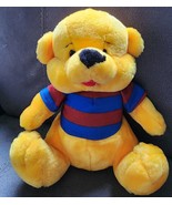 Vintage Classic Toy Co Inc Yellow Bear Red &amp; Blue Stripe Shirt Stuffed P... - £29.91 GBP