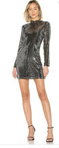 Tanya Taylor Sequin Striped Dress Stunning! Sz Xs Silver Black! - £38.15 GBP