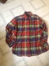 ORVIS Men&#39;s Signature Collection Medium Red Plaid 100% Cotton Button Down Shirt - £17.65 GBP