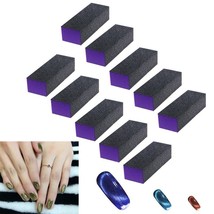 10 Pcs 3-Sided Black Purple Buffer Buffing Sanding Block Files Grit Nail Art Too - £6.23 GBP