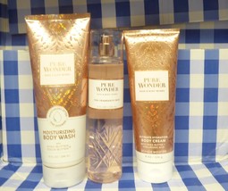 Bath and Body Works Pure Wonder lot of 3 Cream Mist Moisturizing Wash - $27.99