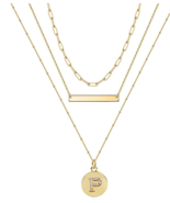 Layered Necklaces 3 seperated Chains Gold Layered Initial P NEW - $25.69 CAD