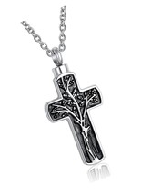 Cross Memorial Cremation Ashes Urn Pendant Necklace - $51.49