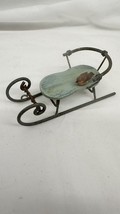 VintageCollectable Marjolein Bastin blue wood &amp; metal sled with bird by ... - $29.65
