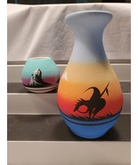 A.W. Dineh and Blkhorse (Blackhorse) Native American Pottery Vase &amp; Smal... - £18.45 GBP