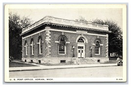 Post Office Building Adrian Michigan MI Clear View WB Postcard F21 - £2.31 GBP