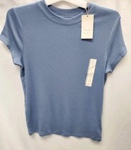 Women's  L  Short Seeve Ribbed T-Shirt - a New Day ,Blue image 2
