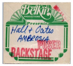 Hall &amp; Oates Concert Backstage Pass November 24 1978 Richfield Ohio - £27.62 GBP
