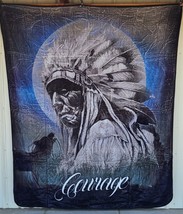 Indian Chief Wolf Moon Courage Native American Queen Size Blanket Bedspread - £48.13 GBP