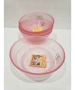 4pc TURKISH DELIGHTS VINTAGE STYLE PINK CLEAR GLASS BOWLS - $58.54 CAD