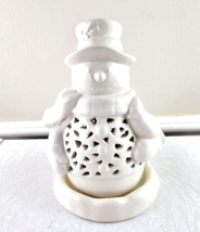 Yankee Candle White Ceramic Snowman Luminary Tea Light Candleholder - £11.79 GBP