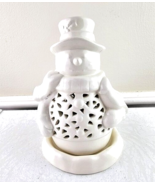 Yankee Candle White Ceramic Snowman Luminary Tea Light Candleholder - £11.64 GBP