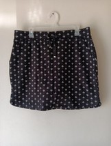 Croft &amp; Barrow Womens Skort Skirt Size L Black Print Pockets Pull On Soft Tie - £11.07 GBP