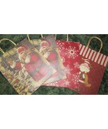 CHRISTMAS GIFT BAGS 8 nostalgic brown paper prints w/muted colors sm med... - £7.84 GBP