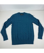 Alfani Men&#39;s Textured Chevron Long-Sleeve Crewneck Sweater, Blue Gem-Medium - $35.05 CAD