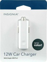 New Insignia 12W Usb Car Charger Blue / White Cell Phone Universal 5v/2a - £3.88 GBP
