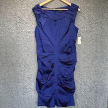 Collection Dressbarn Dress Women 14 Indigo Blue Ruched Empire Waist Cock... - £25.59 GBP