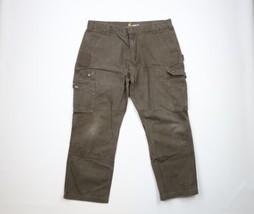 Vintage Carhartt Mens 40x30 Faded Ripstop Wide Leg Cargo Pants Dark Coffee Brown - £55.35 GBP