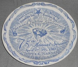 Vernon Kilns 1951 KANSAS - ORDER OF THE EASTER STAR 75th Anniversary Plate - $27.02 CAD