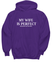 Husband Hoodie My Wife Is Perfect Purple-H  - £27.90 GBP