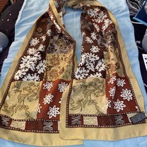 Women’s  Scarf 52” Long X 10” Wide Print Brown Rust Cream - £5.32 GBP