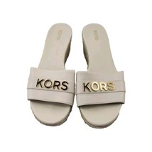 Michael Kors Brady MK Logo Saffiano White Platform Slide Sandal Size 9M - £36.98 GBP