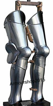 X-mas Steel Greaves Medieval LARP Armor Leg Guard Halloween Costume - $178.28