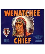 Vtg Wenatchee Chief Fruit Crate Label Wenoka Apples Fruit Crate Label Blue - $4.90