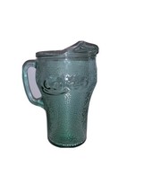 VINTAGE COCA-COLA PEBBLED GREEN INDIANA GLASS 64oz PITCHER - $241.88 MXN