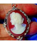 Earth mined Diamond Art Deco Pendant Antique Hardstone Medallion Platinu... - $138,372.13 MXN