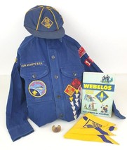 60s VTG Cub/Boy Scouts Uniform BSA Shirts Cap Pin Neckerchief Webelos Book Lot - £62.31 GBP