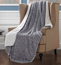 Luxury Sherpa Light Weight Ultra Soft Warm Couch Blanket 50&quot;x70&quot; in Diamond Gray - £31.92 GBP