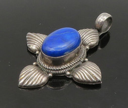 925 Sterling Silver - Vintage Cabochon Cut Lapis Lazuli Cross Pendant - PT18841 - £69.56 GBP