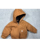 Carhartt Hooded Baby Jacket 12M Brown Duck Canvas Insulated Zip Winter Coat - $24.28