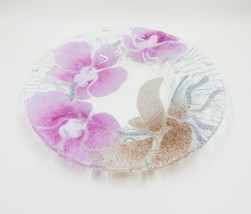 Sydenstricker Fused Art Glass Pink Orchid Small Plate 7&quot; - £19.63 GBP