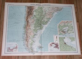 1922 Original Map Of South America Argentina Chile Buenos Aires Rio De Janeiro - £18.35 GBP