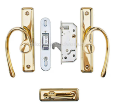 Andersen Gliding Door French Curved Handles Set in Bright Brass DISCONTI... - $629.95