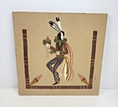 NAVAJO Native American Indian Sand Art Painting on Board Yei Bei Chai Dancer 12&quot; - £18.66 GBP