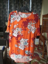 NWT LuLaRoe Irma Shirt Top Blouse Tunic XXS Orange Floral - £9.25 GBP