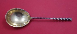 Square Twist #5 by Whiting Sterling Silver Berry Spoon Gold Washed 8 3/4&quot; - £201.77 GBP