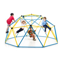 10 FT Dome Climber with Swing for Kids Fun Play from 3 to 10 Years Old Yellow - £224.37 GBP