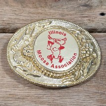 Illinois Moose Association Belt Buckle Gold Tone Vintage - $21.73