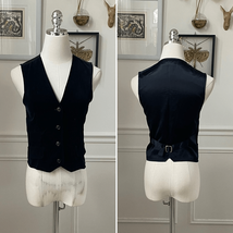 Vintage 70s Marianne Fashions Black Velveteen Vest S XS - $28.80