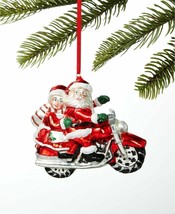 Holiday Lane Santa&#39;s Favorites Santa &amp; Mrs. Claus on Motorcycle Ornament... - £8.10 GBP