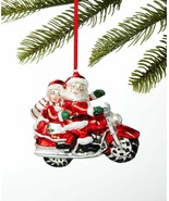 Holiday Lane Santa&#39;s Favorites Santa &amp; Mrs. Claus on Motorcycle Ornament... - £7.93 GBP