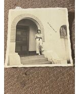 Lady by Front Porch Arbor Shaped Doorway Vintage Real Photo  2.5 Inch - $6.00