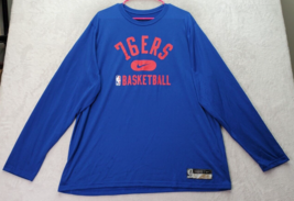 NBA Philadelphia 76ers Nike Shirt Baseball Mens 2XL Blue Dri Fit Logo Crew Neck - £9.76 GBP