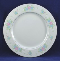 Dinner Plate China Garden by Prestige Porcelain Floral Pink and Blue Roses - £3.12 GBP